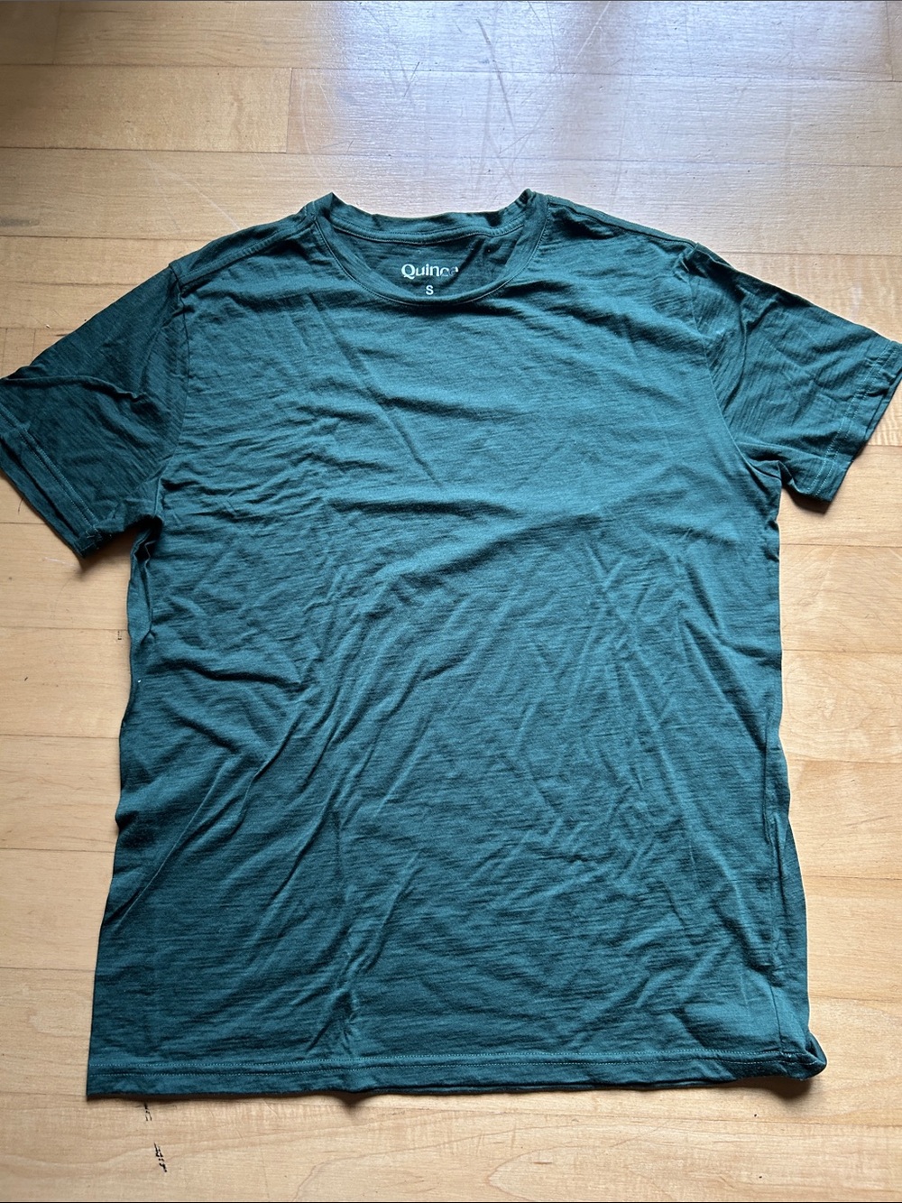 Quince Men's Crewneck Wool T-Shirt in heather Green